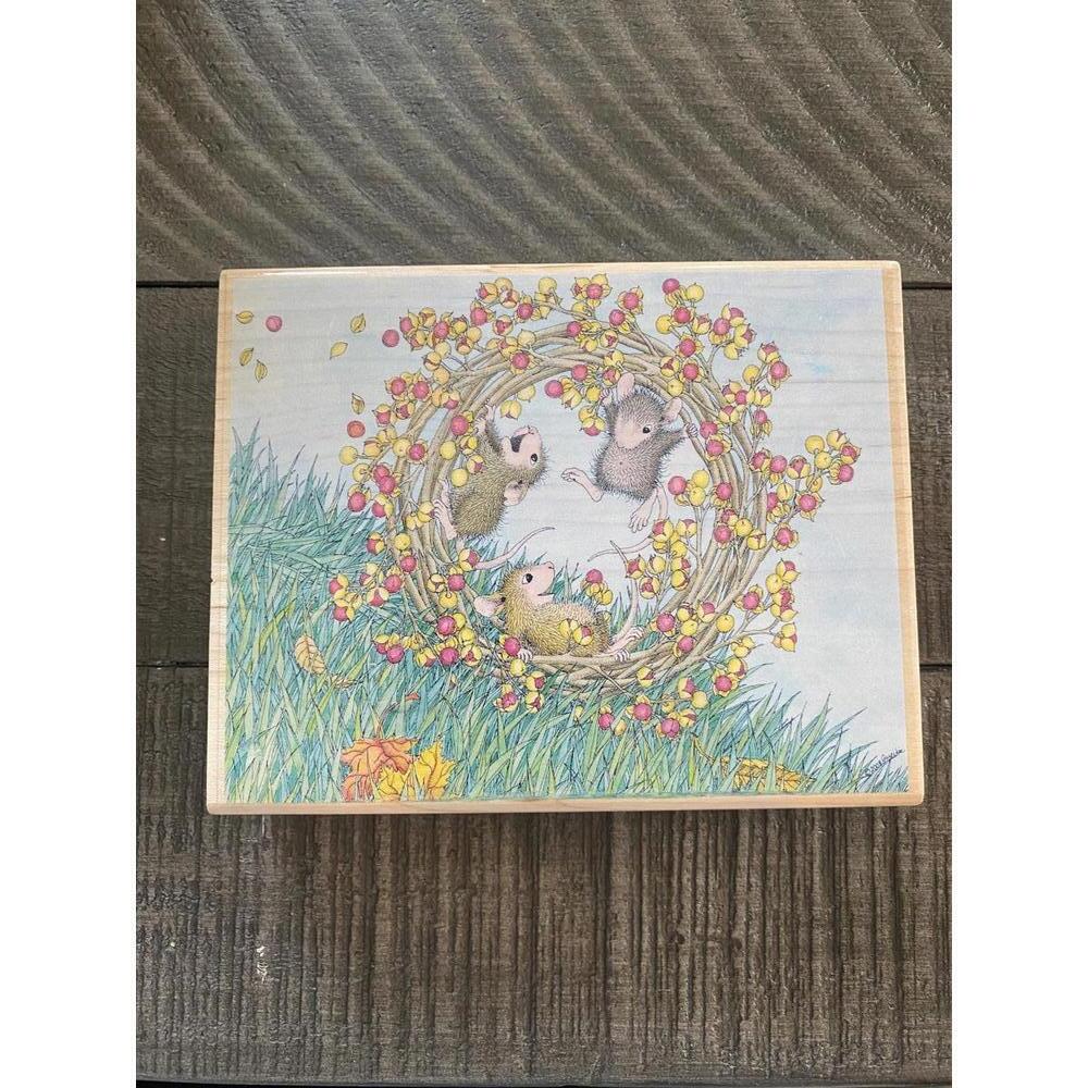 House Mouse Head Over Heels 2008 wood block rubber stamp